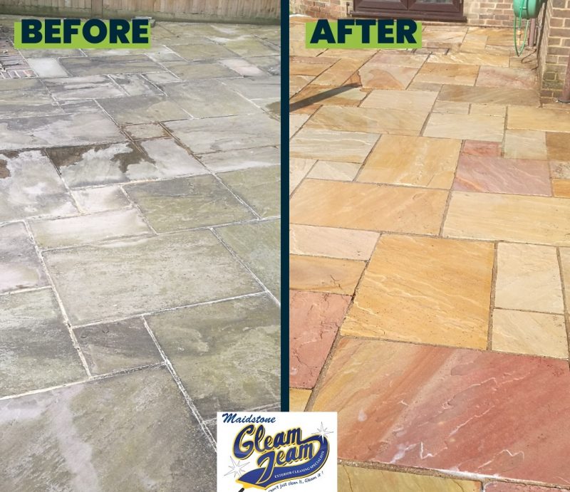 sandstone-patio-cleaned-and-renovated-Meopham-Borough-Green